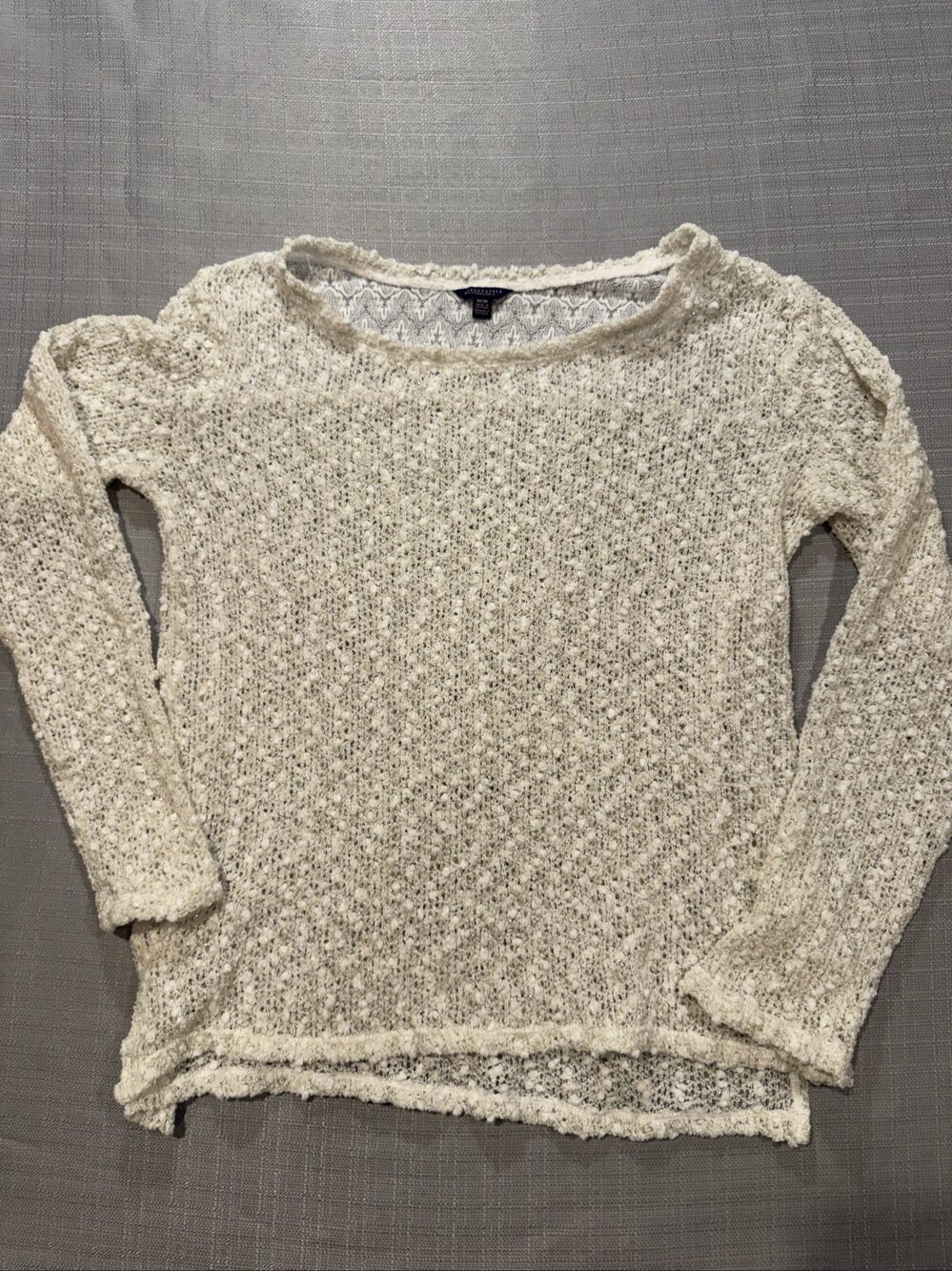 Women’s Aeropostale Open Knit Metallic Sweater - Cream/Gold - Medium